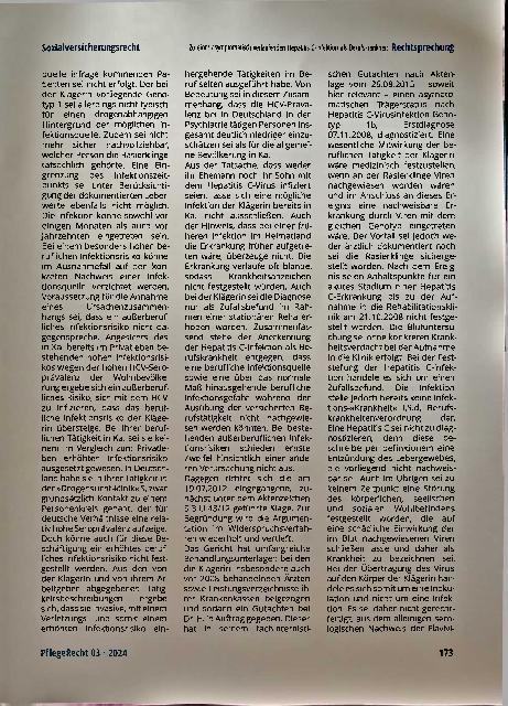 Vorschauseite 6: Zu einer asymptomatisch verlaufenden Hepatitis C-Infektion als Berufskrankheit.