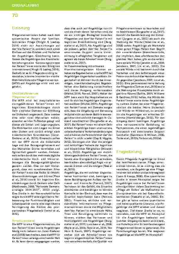 Vorschauseite 2: Die Sicht von Angehörigen auf die Mobilitätsfördernde Pflegeintervention im Akutspital – Eine Grounded Theory Studie