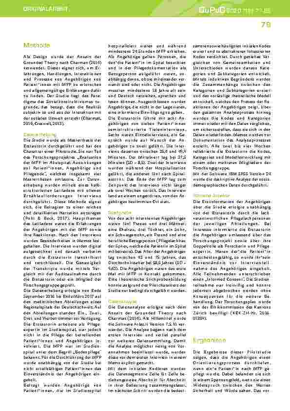 Vorschauseite 3: Die Sicht von Angehörigen auf die Mobilitätsfördernde Pflegeintervention im Akutspital – Eine Grounded Theory Studie