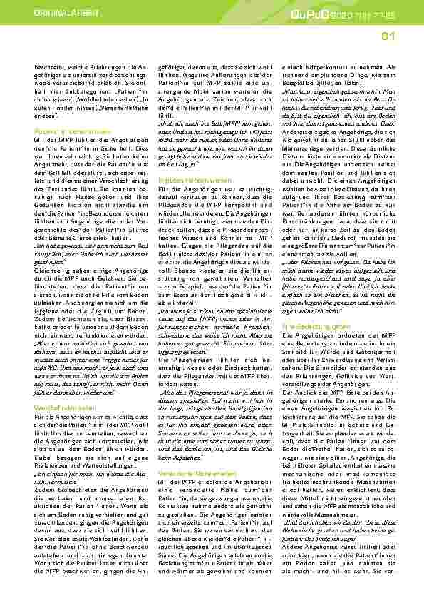Vorschauseite 5: Die Sicht von Angehörigen auf die Mobilitätsfördernde Pflegeintervention im Akutspital – Eine Grounded Theory Studie