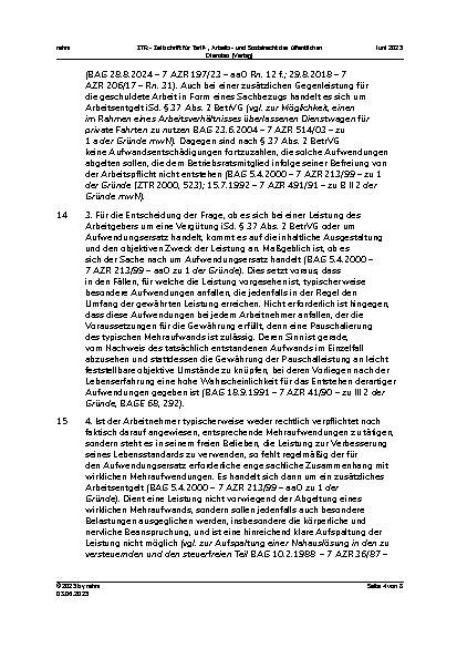 Vorschauseite 4: III. Personalvertretungsund Betriebsverfassungsrecht Freigestelltes Betriebsratsmitglied – Abgrenzung Vergütung und Aufwandsentschädigung