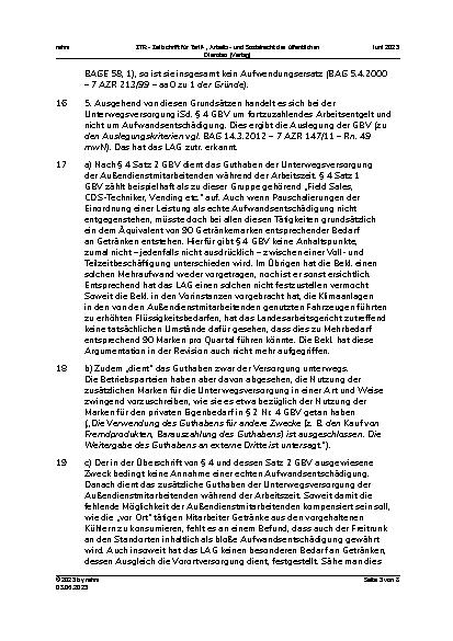 Vorschauseite 5: III. Personalvertretungsund Betriebsverfassungsrecht Freigestelltes Betriebsratsmitglied – Abgrenzung Vergütung und Aufwandsentschädigung