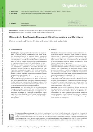Vorschauseite 1: Effizienz in der Ergotherapie: Umgang mit Klient*innenansturm und Wartelisten