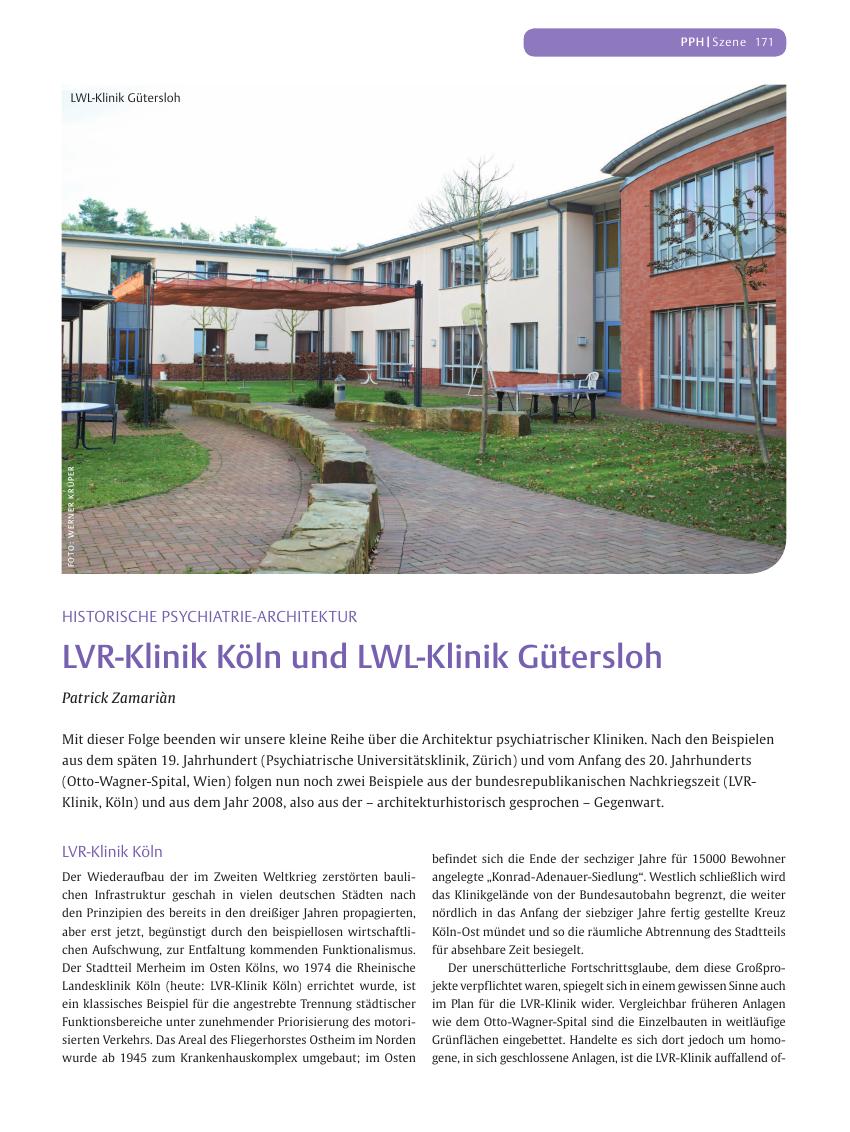 Vorschauseite 1: LVR-Klinik Köln und LWL-Klinik Gütersloh