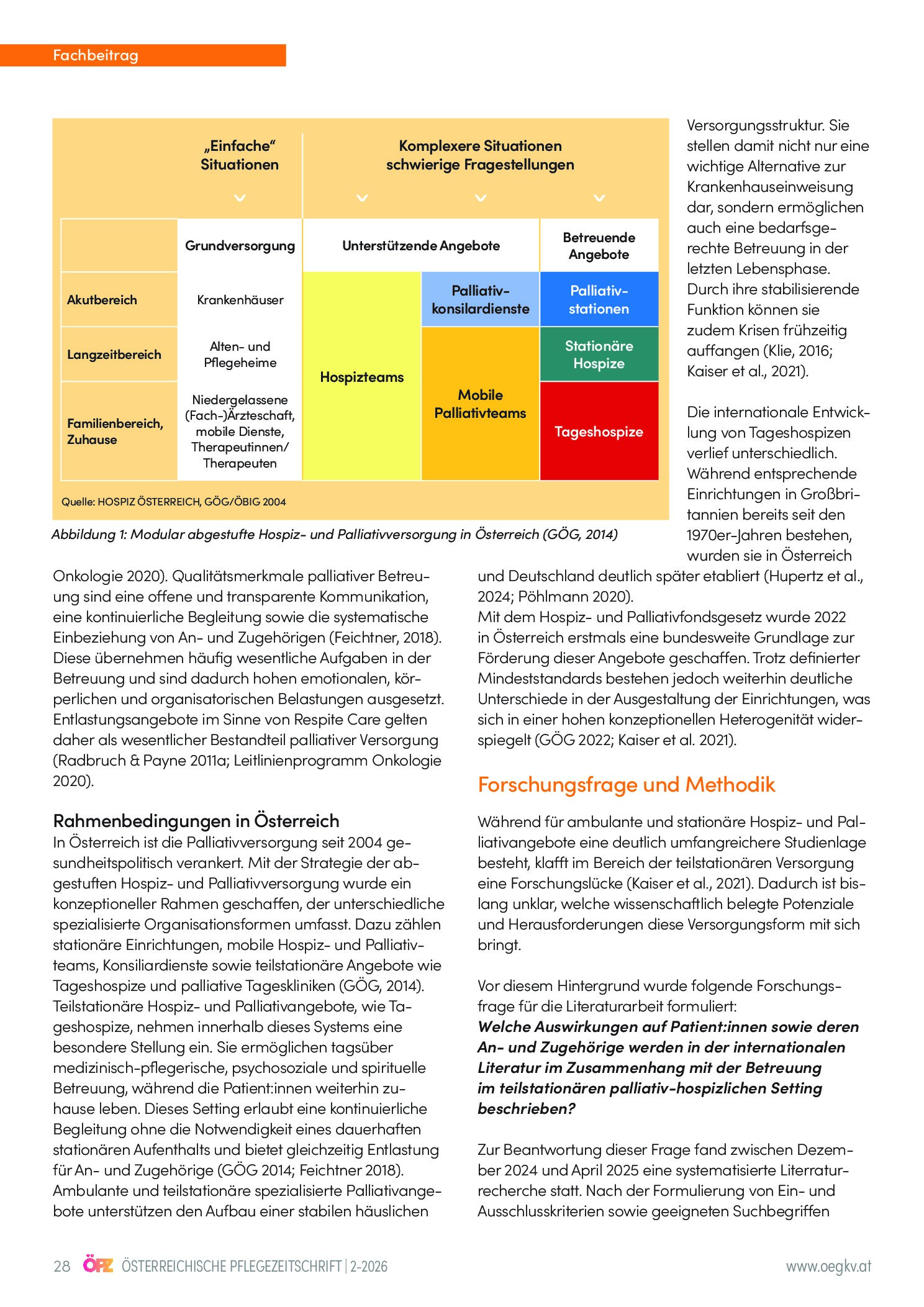 Vorschauseite 2: Tageshospize im Fokus: Auswirkungen teilstationärer Hospiz- und Palliativbetreuung – Ergebnisse einer systematisierten Literaturanalyse