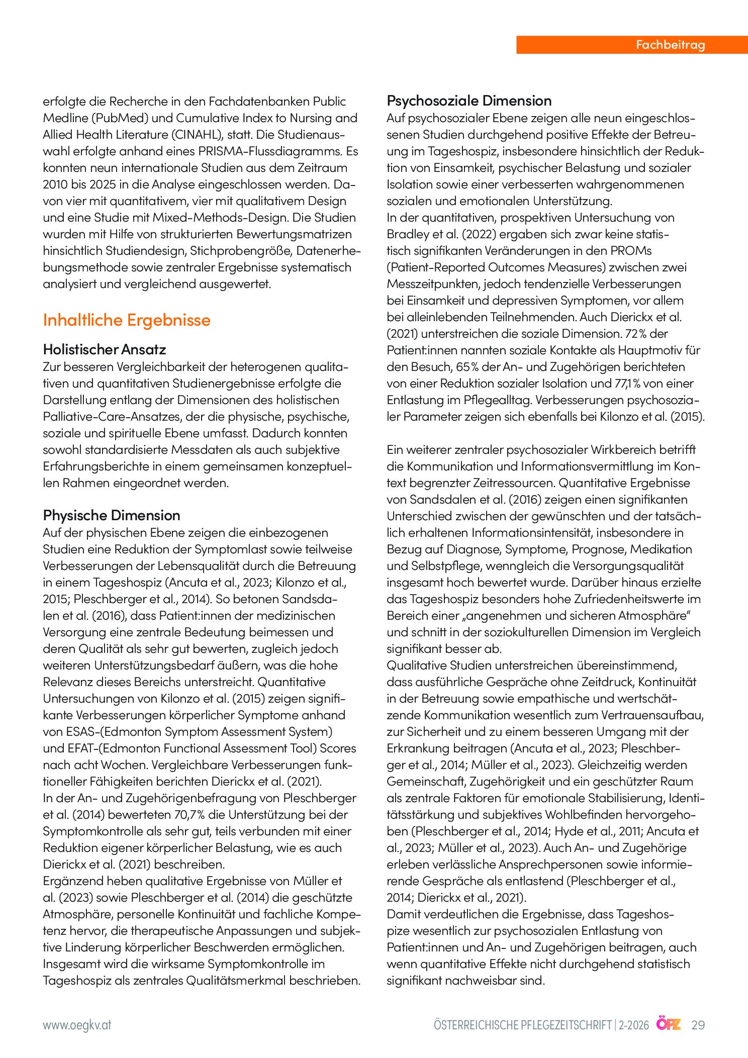 Vorschauseite 3: Tageshospize im Fokus: Auswirkungen teilstationärer Hospiz- und Palliativbetreuung – Ergebnisse einer systematisierten Literaturanalyse