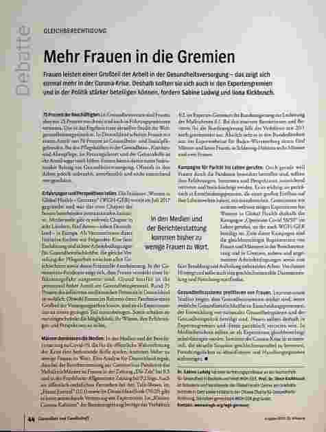 Vorschauseite 1: Mehr Frauen in die Gremien.
