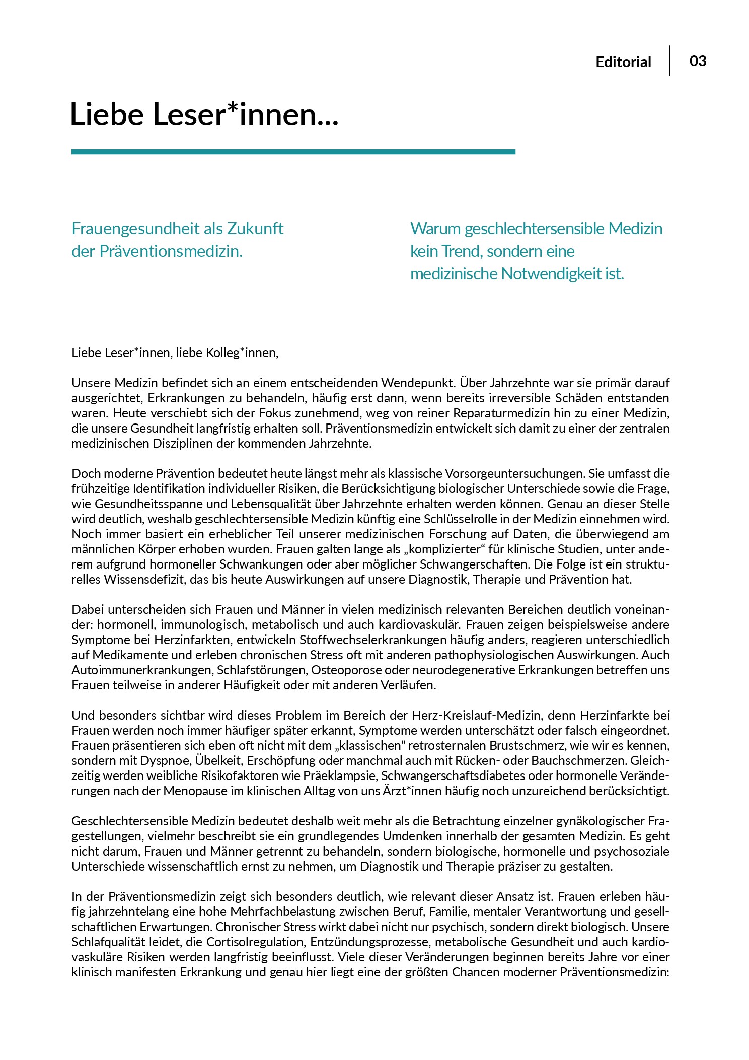 Vorschau: Editorial: Frauengesundheit als Zukunft