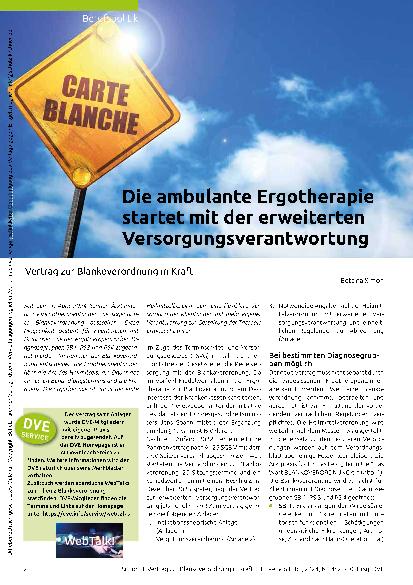 Vorschauseite 1: Die ambulante Ergotherapie startet mit der erweiterten Versorgungsverantwortung.