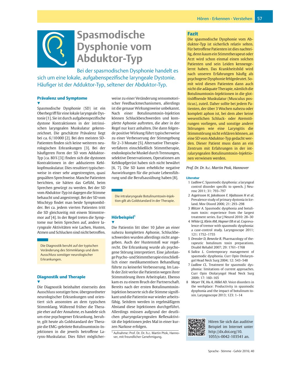 Vorschauseite 1: Spasmodische Dysphonie vom Abduktor-Typ