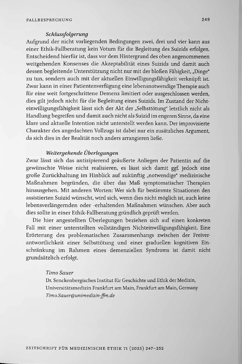 Vorschauseite 3: Wunsch nach Suizidassistenz bei fortgeschrittener Demenz