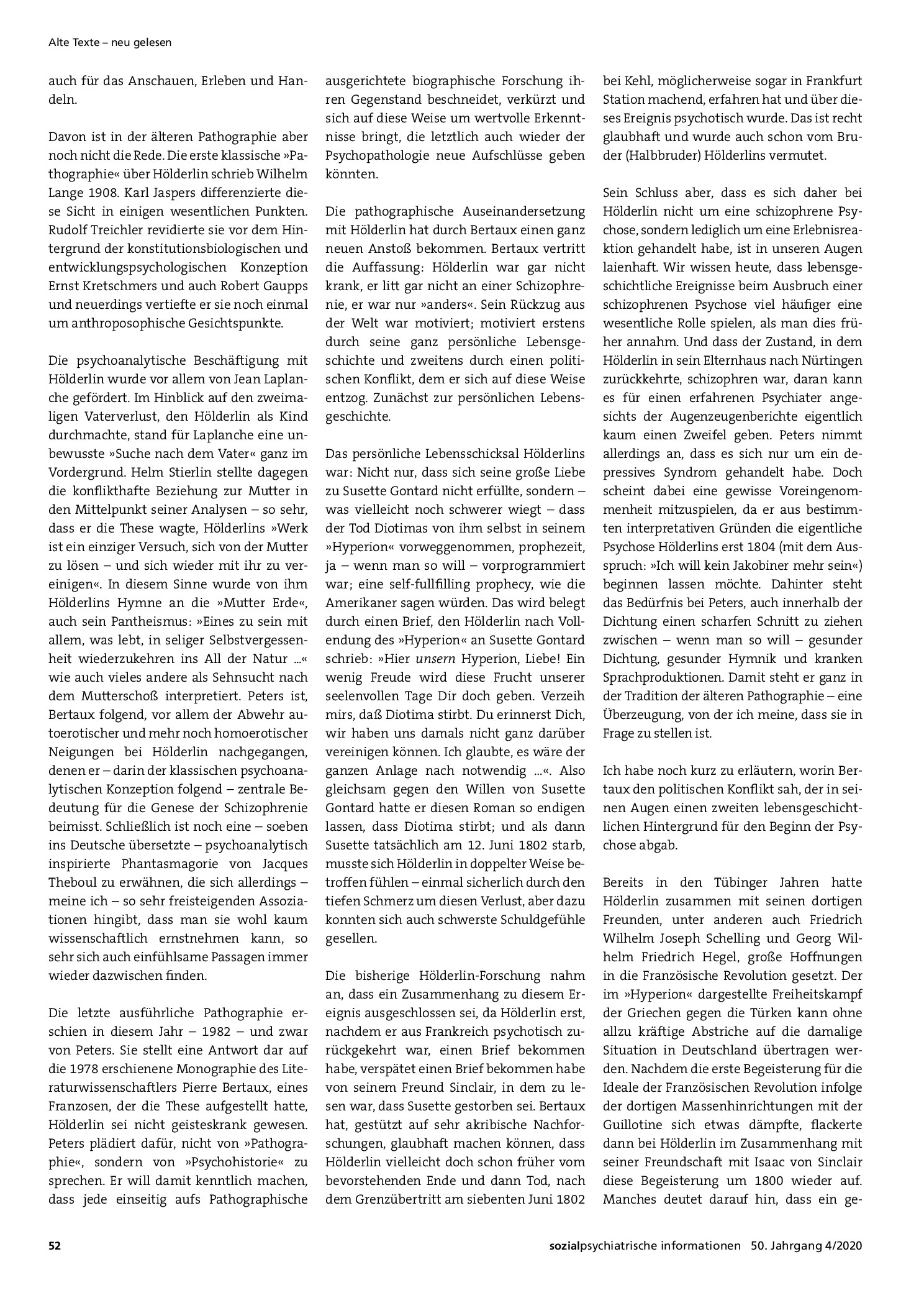 Vorschauseite 2: Friedrich Hölderlin – eine pathographische Skizze