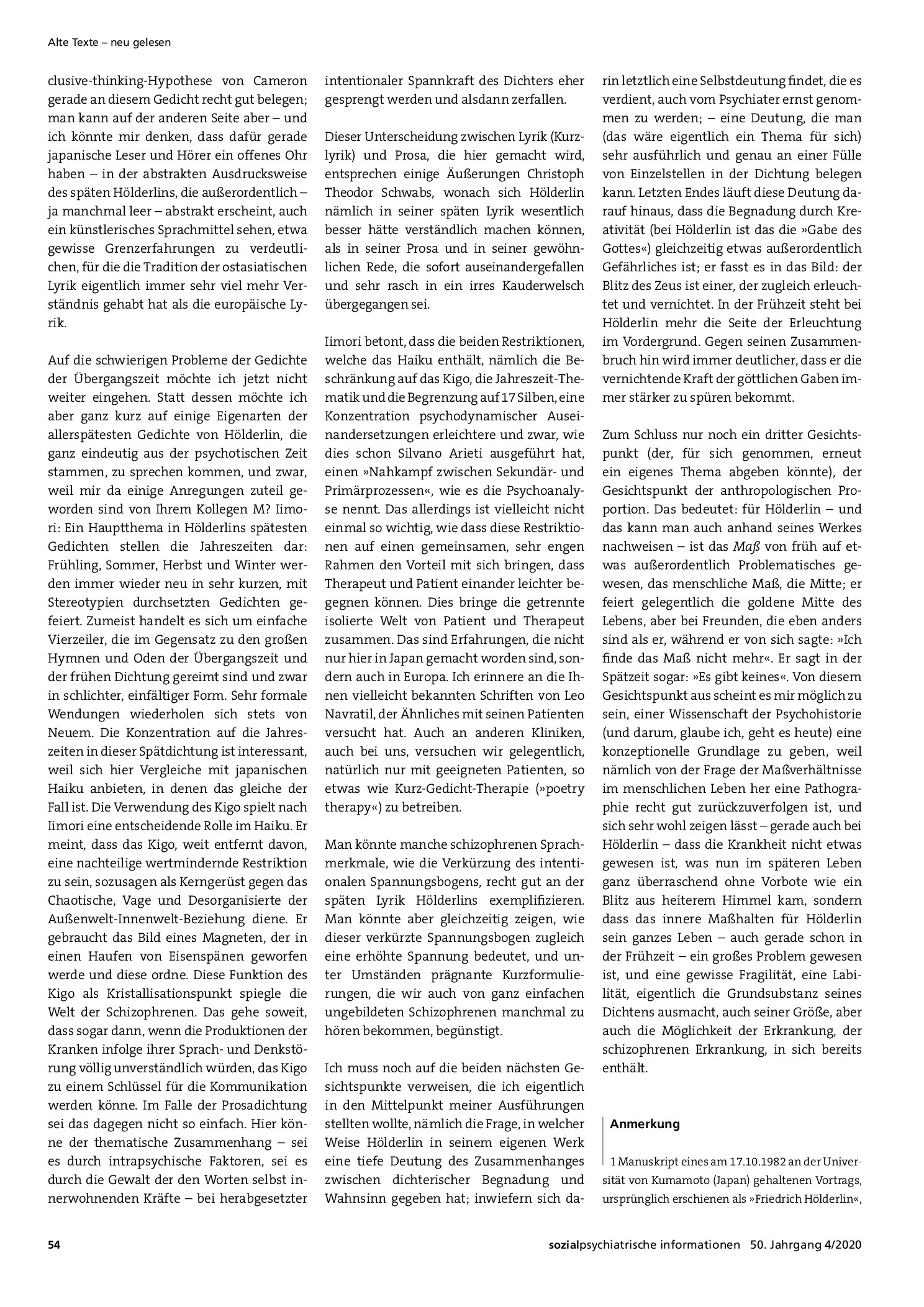 Vorschauseite 4: Friedrich Hölderlin – eine pathographische Skizze