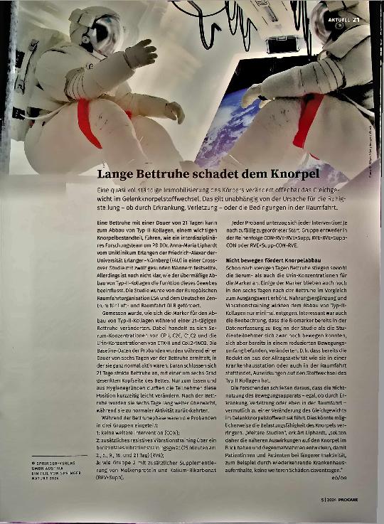 Vorschauseite 1: Lange Bettruhe schadet dem Knorpel.