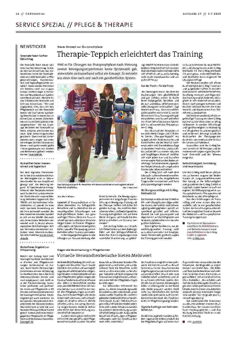 Vorschauseite 1: Therapie-Teppich erleichtert das Training