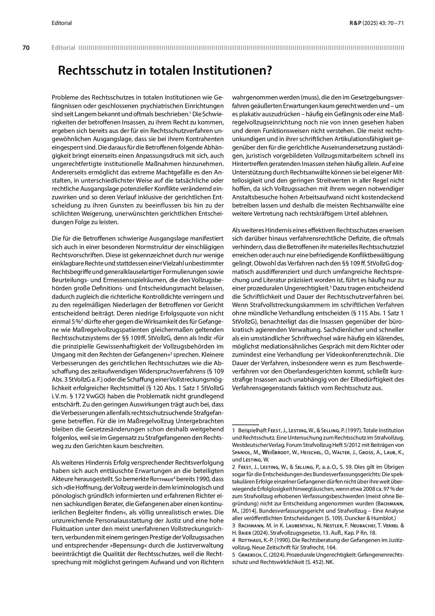 Vorschauseite 1: Rechtsschutz in totalen Institutionen?