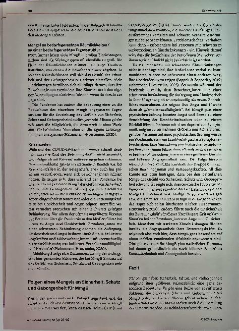 Vorschauseite 4: Die Bedeutung von Sicherheit, Schutz und Geborgenheit für Menschen mit geistiger Behinderung