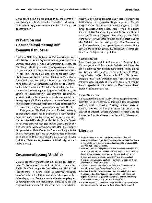 Vorschauseite 6: Priorisierung von Kindergesundheit im Kontext von HiAP
