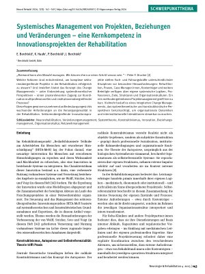 Vorschauseite 1: Systemisches Management von Projekten, Beziehungen und Veränderungen – eine Kernkompetenz in Innovationsprojekten der Rehabilitation