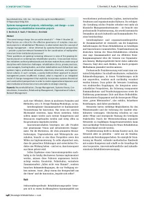 Vorschauseite 6: Systemisches Management von Projekten, Beziehungen und Veränderungen – eine Kernkompetenz in Innovationsprojekten der Rehabilitation