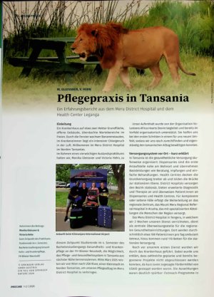 Vorschauseite 1: Pflegepraxis in Tansania Ein Erfahrungsberichtaus dem Meru District Hospital und dem Health Center Leganga