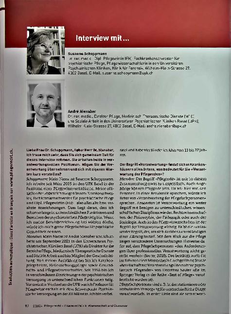 Vorschauseite 1: Interview mit Dr. Schoppmann, S. ; Dr. Nienaber, A.