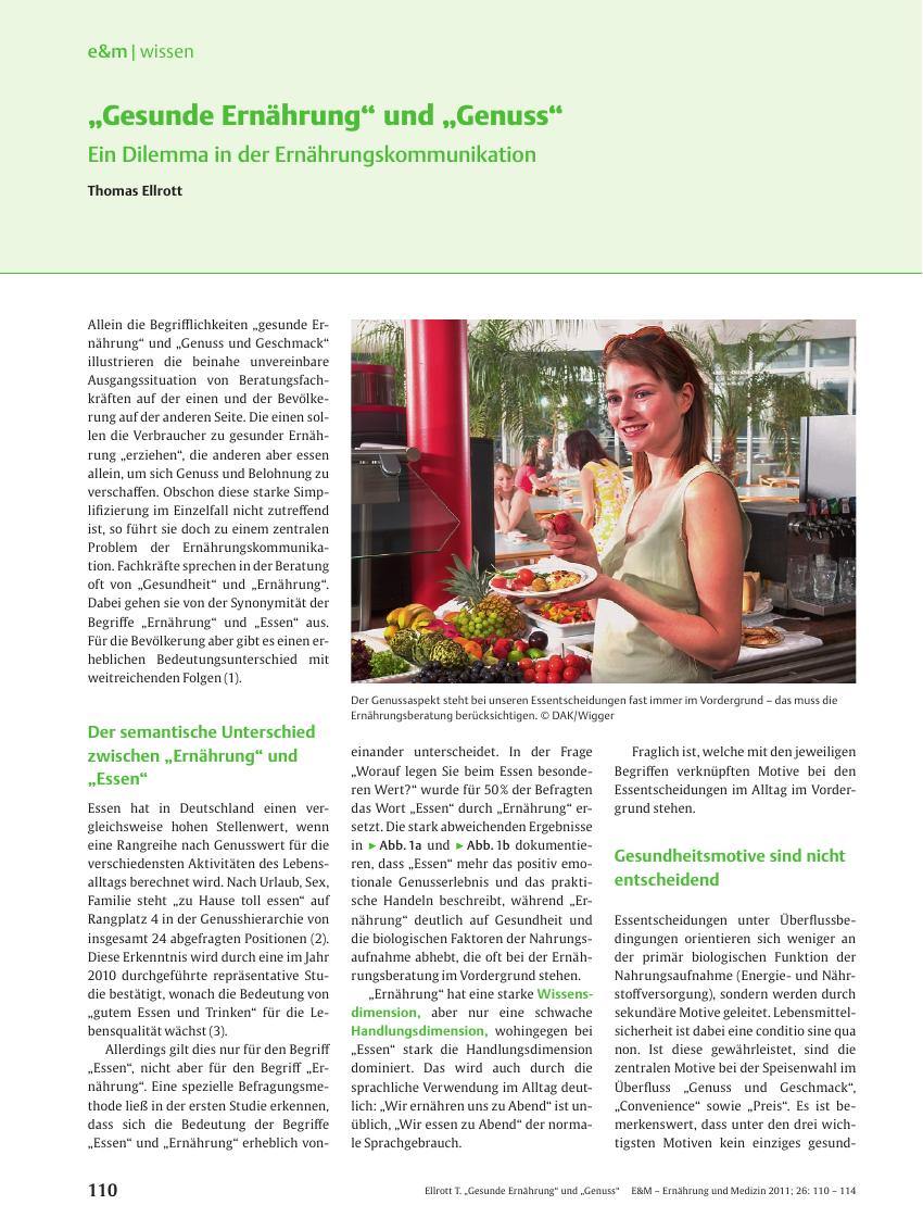 Vorschauseite 1: „Gesunde Ernährung” und „Genuss”