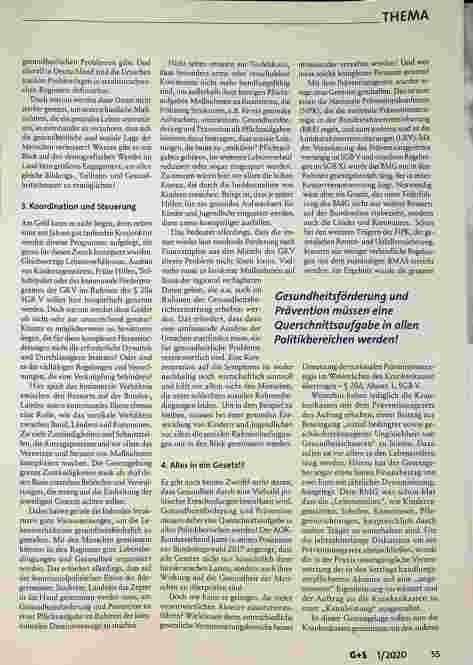 Vorschauseite 3: Prävention - gehört das Thema noch auf die politische Agenda?
