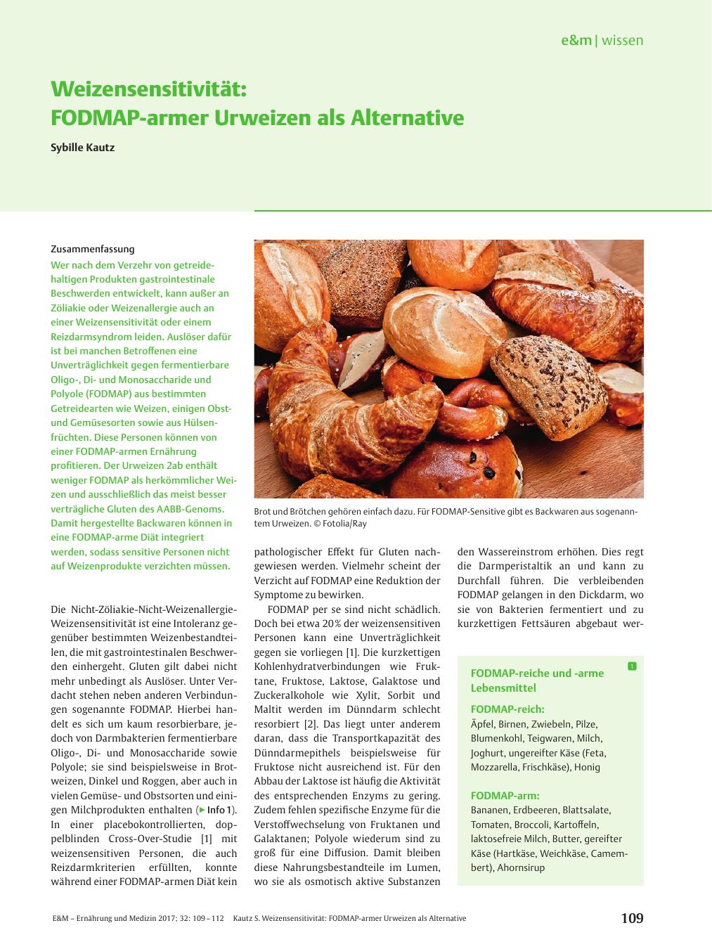 Vorschauseite 1: Weizensensitivität: FODMAP-armer Urweizen als Alternative