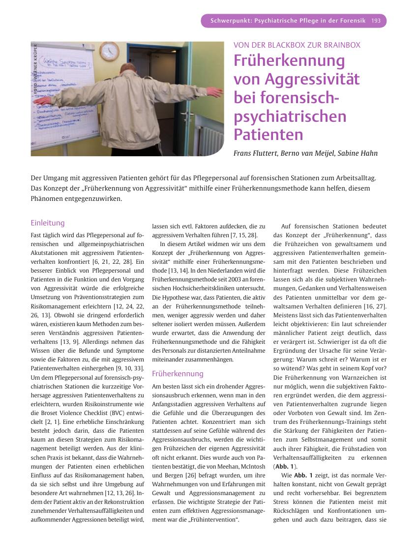Vorschauseite 1: Früherkennung von Aggressivität bei forensisch-psychiatrischen Patienten