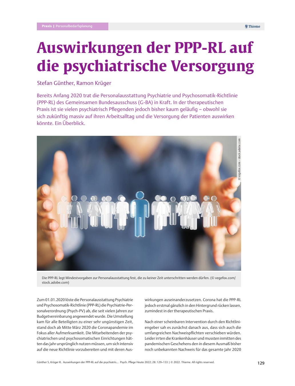 Vorschauseite 1: Auswirkungen der PPP-RL auf die psychiatrische Versorgung