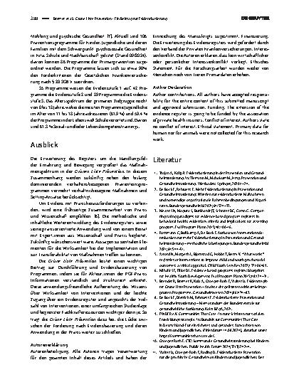 Vorschauseite 3: Grüne Liste Prävention - Ein Beitrag zur Evidenzbasierung