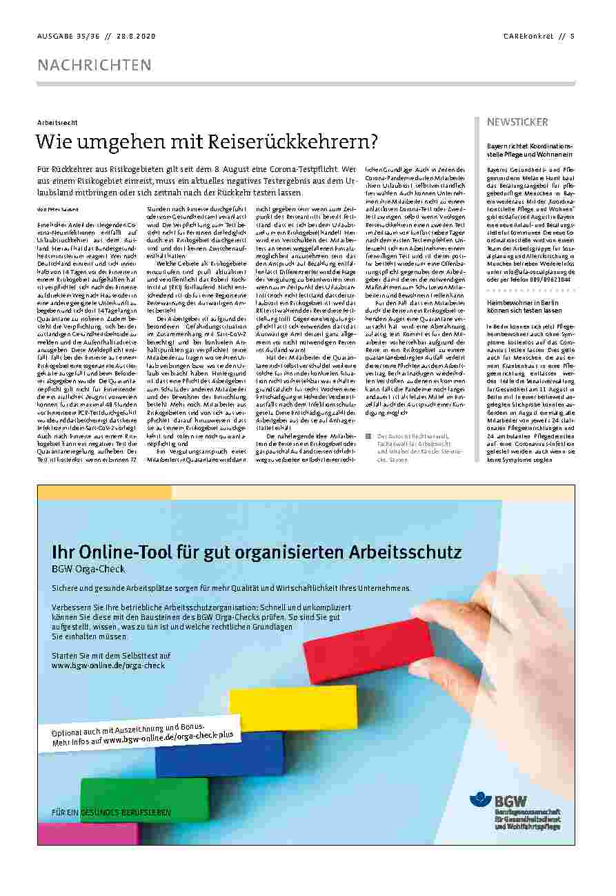 Vorschauseite 1: Wie umgehen mit Reiserückkehrern?