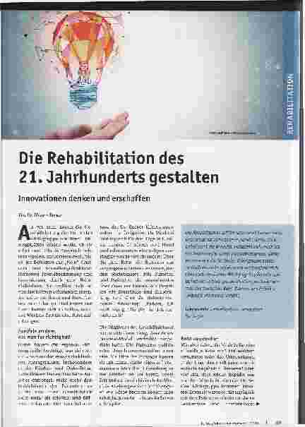 Vorschauseite 1: Die Rehabilitation des 21. Jahrhunderts gestalten. Innovationen denken und erschaffen.