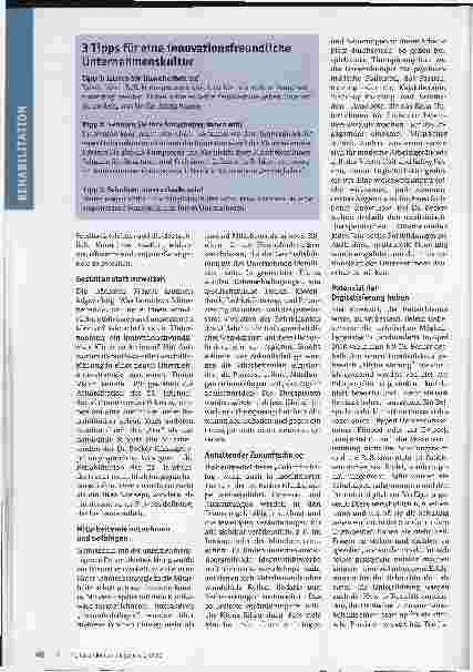 Vorschauseite 2: Die Rehabilitation des 21. Jahrhunderts gestalten. Innovationen denken und erschaffen.