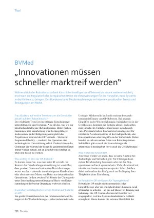 Vorschauseite 1: BVMed „Innovationen müssen schneller marktreif werden“