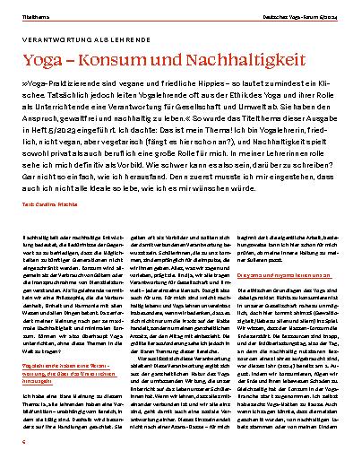 Vorschauseite 1: Yoga – Konsum und Nachhaltigkeit