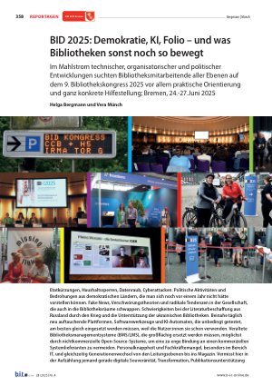 Vorschauseite 1: BID 2025: Demokratie, KI, Folio – und was Bibliotheken sonst noch so bewegt