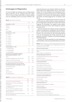 Vorschauseite 5: Gründe von Studienberechtigten für eine Pflegeausbildung und gegen ein Pflegestudium: Ergebnisse einer Online-Befragung