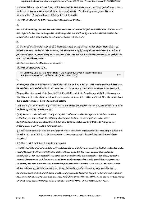 Vorschauseite 2: 20 Jahre MPG – Die Abgrenzung von Arzneimitteln und Medizinprodukten im Laufe der Zeit