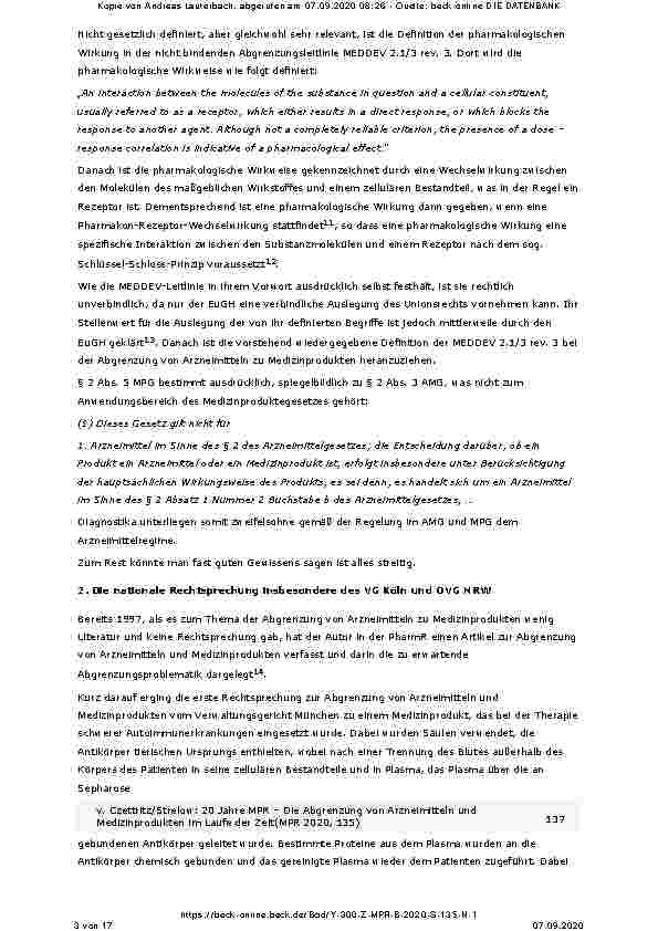 Vorschauseite 3: 20 Jahre MPG – Die Abgrenzung von Arzneimitteln und Medizinprodukten im Laufe der Zeit