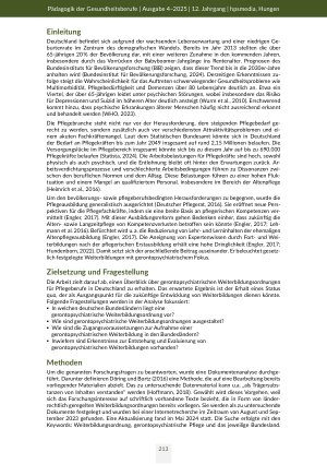 Vorschauseite 2: Status Quo der gerontopsychiatrischen Weiterbildungsordnungen in Deutschland Eine Dokumentenanalyse
