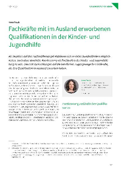 Vorschauseite 1: Fachkräfte mit im Ausland erworbenen Qualifikationen in der Kinderund Jugendhilfe