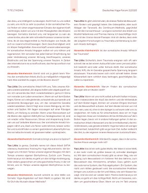 Vorschauseite 2: Mut zur Langsamkeit. Interview mit Tias Little zu Somatic Yoga