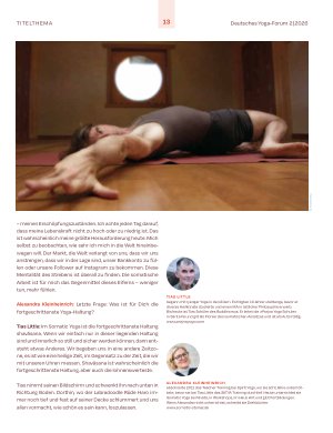 Vorschauseite 4: Mut zur Langsamkeit. Interview mit Tias Little zu Somatic Yoga