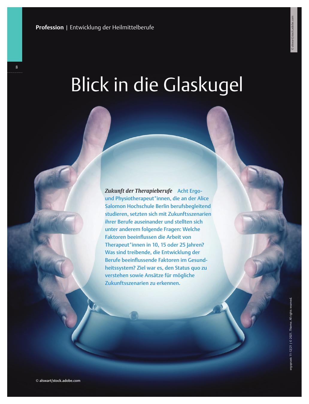Vorschauseite 1: Blick in die Glaskugel - Zukunft der Therapieberufe