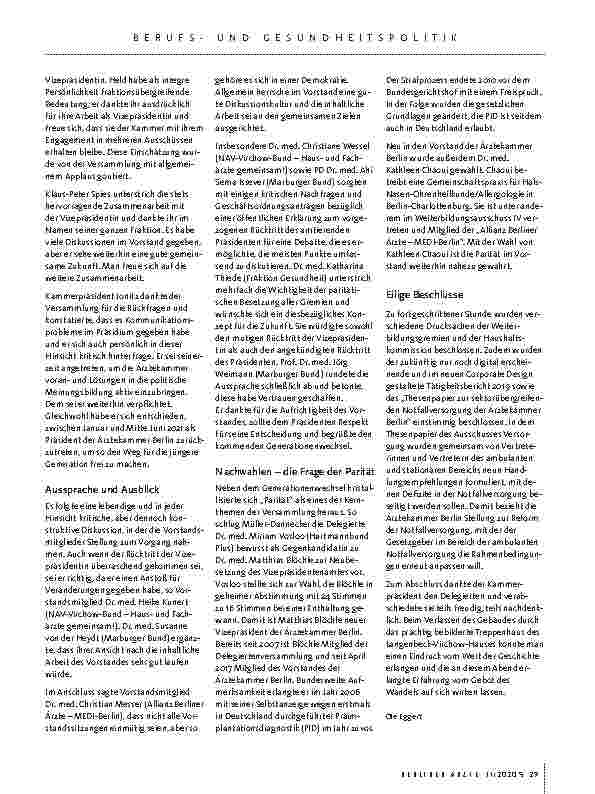 Vorschauseite 2: „Eine historische Sitzung“ – die Ärztekammer Berlin im Wandel