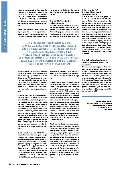 Vorschauseite 2: Das KHVVG verdichtet die Leistungen in der Akutversorgung Reha-Kliniken werden die Lösung sein