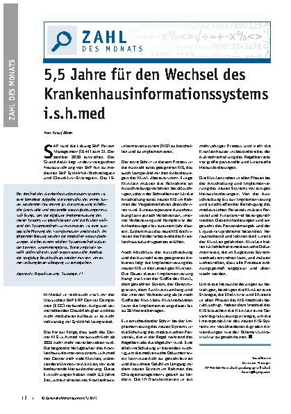 Vorschauseite 1: 5, 5 Jahre für den Wechsel des Krankenhausinformationssystems i. s. h. med