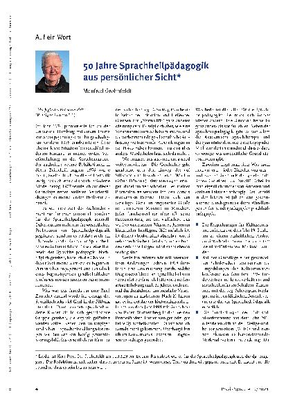 Vorschauseite 1: 50 Jahre Sprachheilpädagogik aus persönlicher Sicht*
